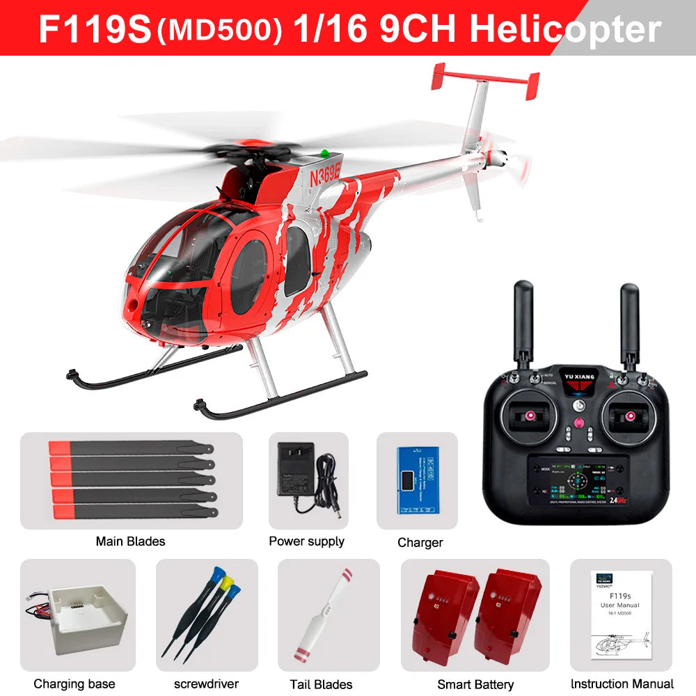 Helicóptero RC YUXIANG 1/16 F119S(MD500) 9CH GPS