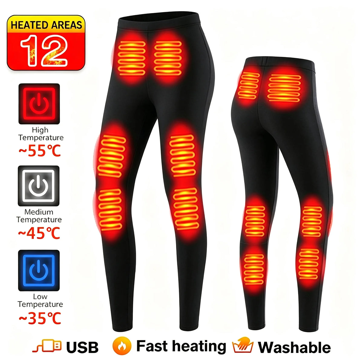 Ropa Interior Térmica Eléctrica con 52 Zonas de Calor, Ropa Térmica de Invierno para Hombre y Mujer, Chaqueta Calefactora, Accesorios de Invierno
