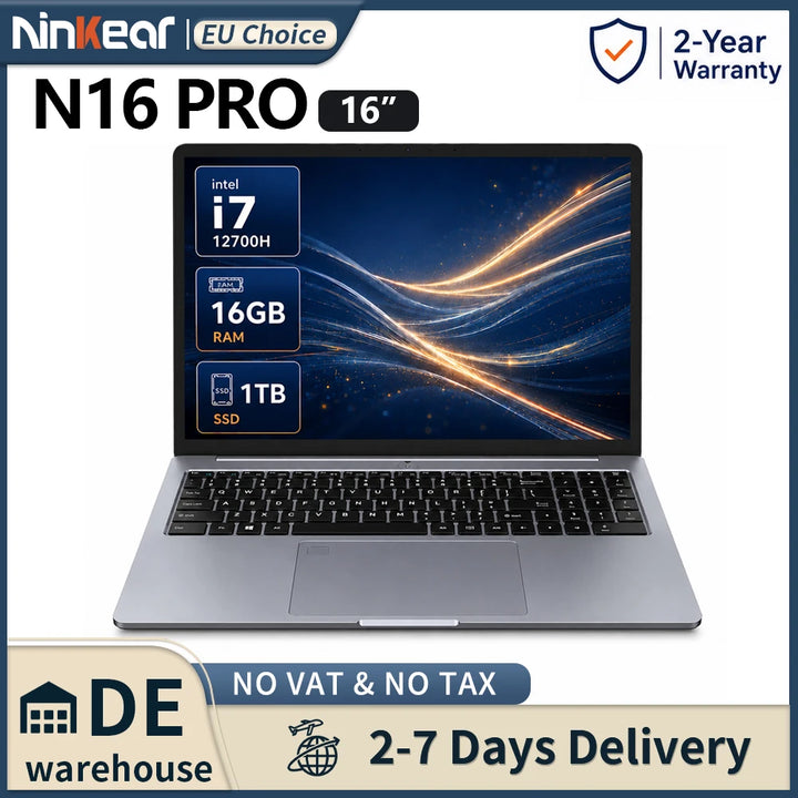 Ninkear N16 Pro portátil laptop pc 16 pulgadas 2.5K 120Hz IPS Intel Core i7-12700H 16GB RAM 1TB SSD Windows 11 ordenador gaming negocio oficina estudio trabajo portátil potente