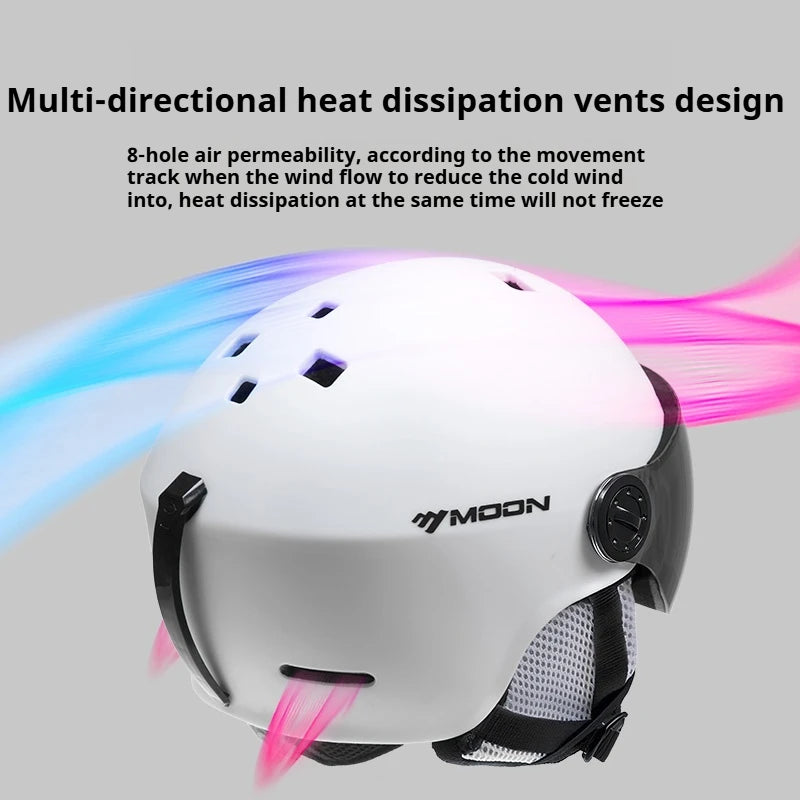 Casco de Esquí/Snowboard MOON Todo en Uno con Gafas Integradas |   PC+EPS Ligero para Máxima Protección