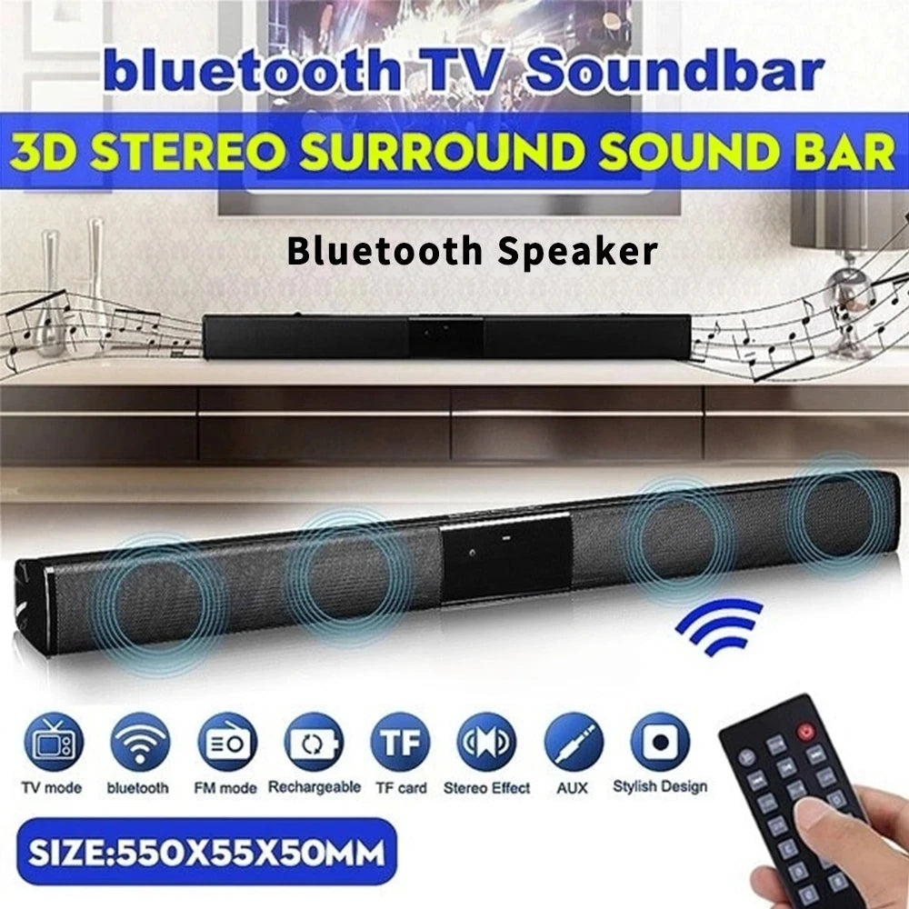 Columna de altavoz Bluetooth, altavoz portátil de alta potencia, barra de sonido de TV para ordenador, centro de música, Boom Box con Radio TF AUX USB