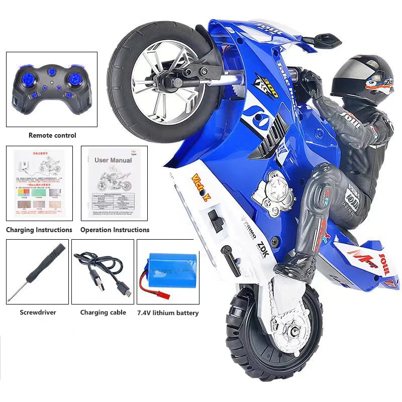 Large RC Motorcycle 2.4G Remote Control Motorcycle High Speed Racing Drift Stunt Car Toys for Boys Kids Toy Children Xmas Gifts