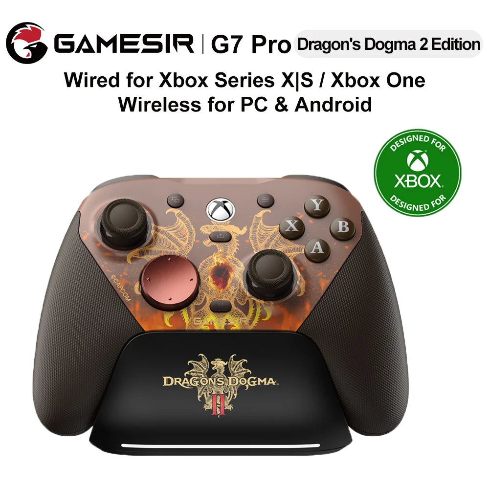 Mando con edición temática Dragon’s Dogma en tonos marrón y dorado