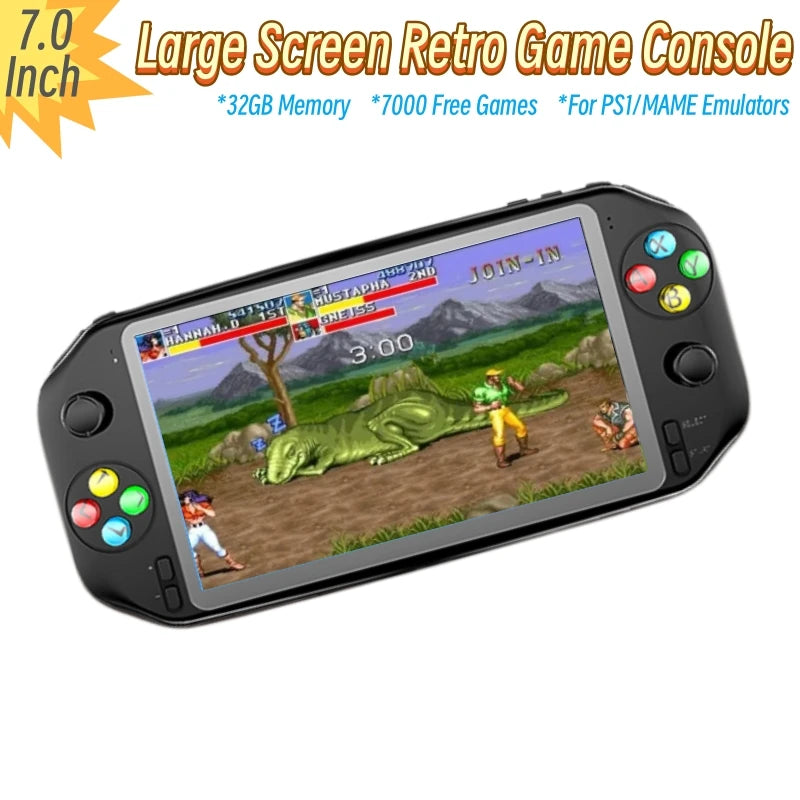 Portable Retro Game Console 7 inch HD Screen Arcade Video Gaming Console Handheld With 7000 Free Games For PS1/MAME Boy Kid Gift