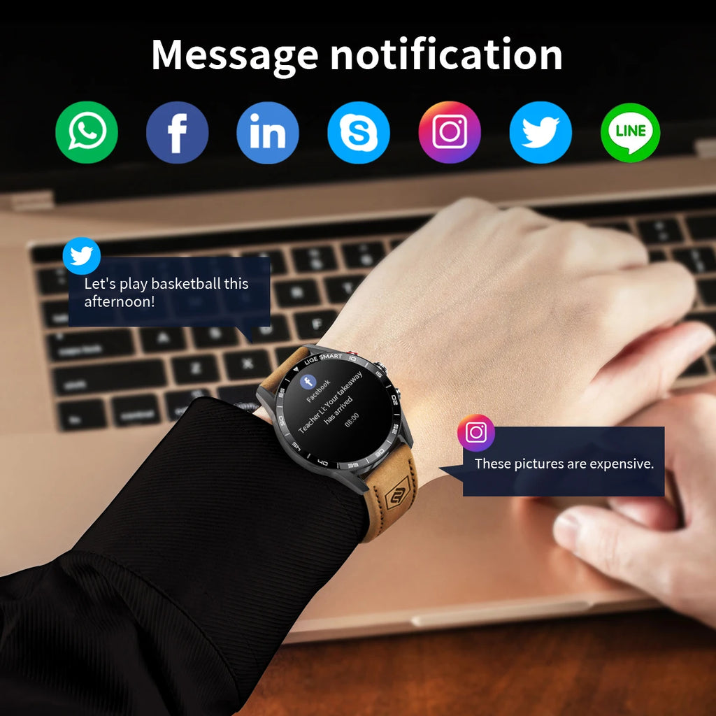 Reloj inteligente empresarial LIGE para hombre, llamada Bluetooth, monitor de salud, resistente al agua IP67, rastreador de actividad física, pulsera inteligente, reloj inteligente 2024