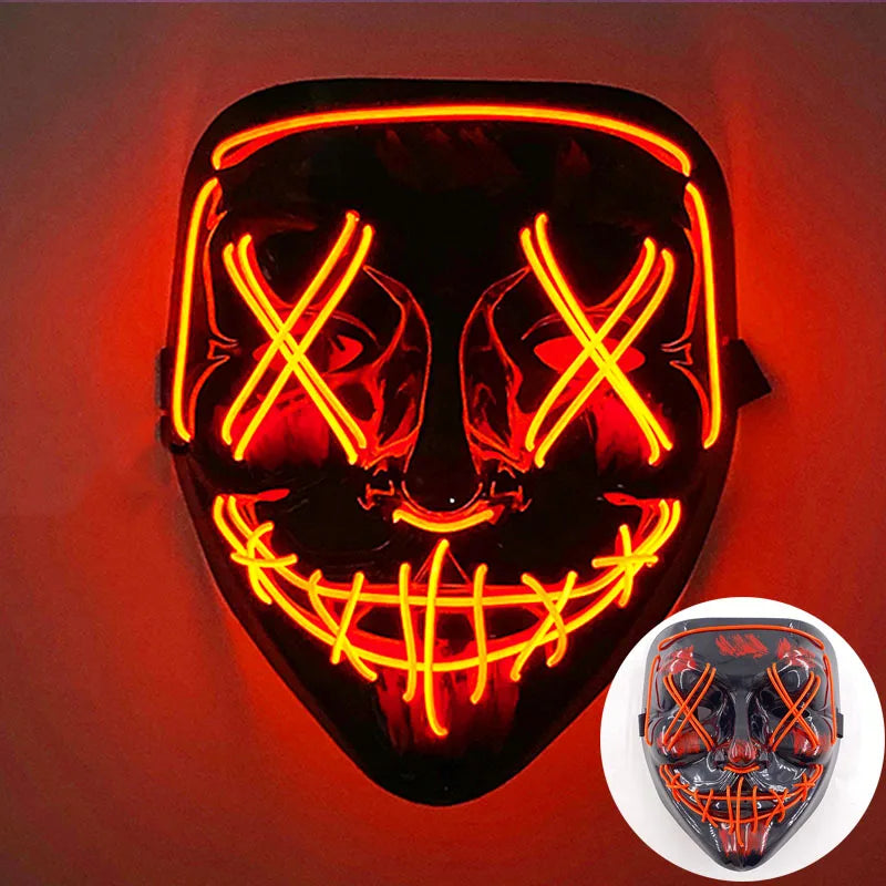 Máscara de Zorro Luminosa de Neón para Hombres, Máscaras de Disfraz Luminosas para Halloween, Brilla en la Oscuridad, Disfraz de Cosplay, Decoración para Fiestas de Disfraces