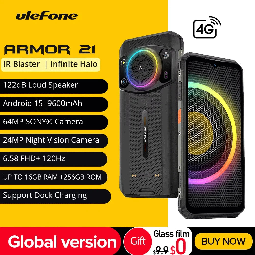 Smartphone Ulefone Armor 21, G99 Android 15, 16 GB de RAM, 256 GB de ROM, teléfono resistente, 64 MP, 9600 mAh, teléfono móvil, versión global