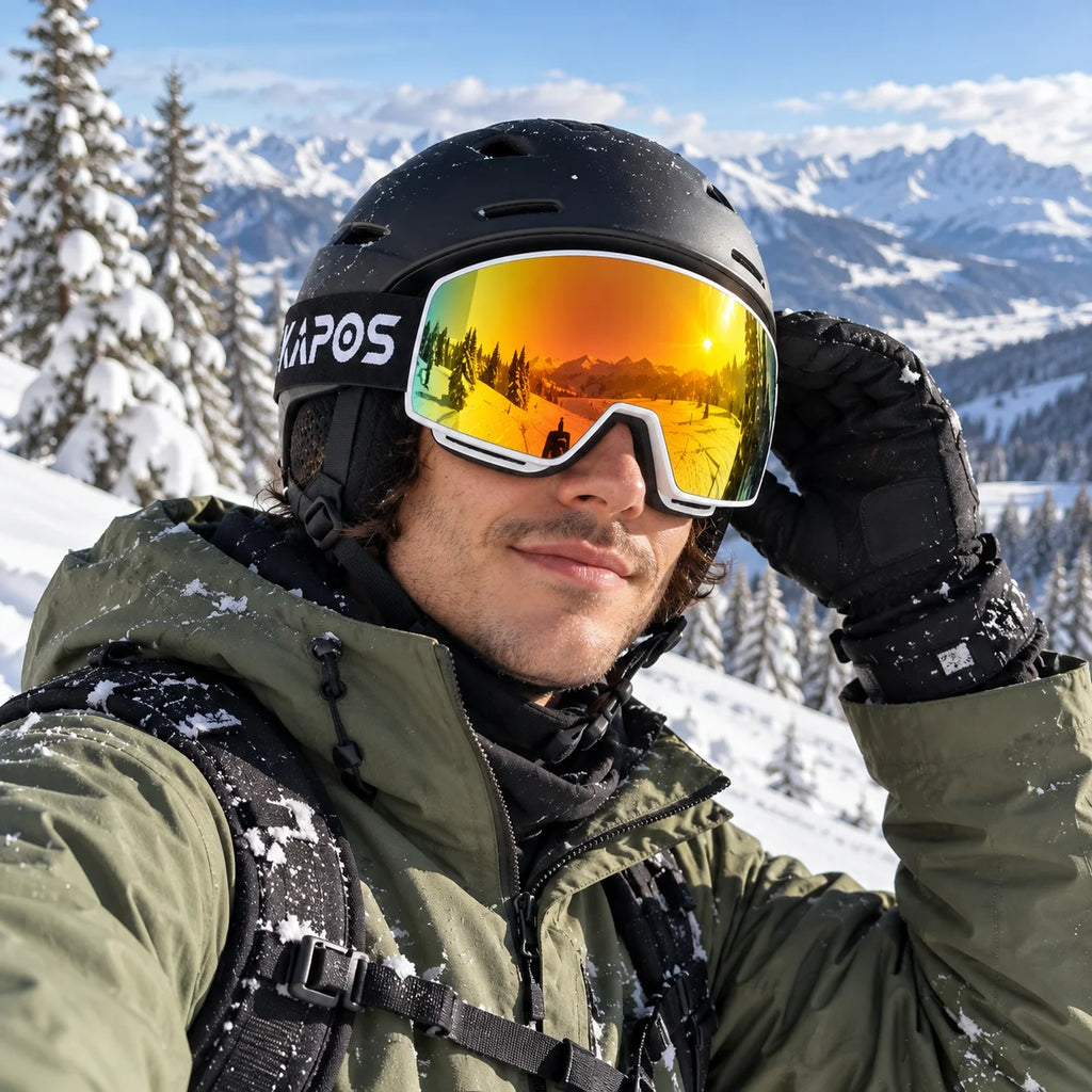 Gafas de esquí y snowboard para invierno, con doble capa, tratamiento antiniebla, protección UV400, para uso en motos de nieve, deportes al aire libre, protección contra el viento y para esquiar.