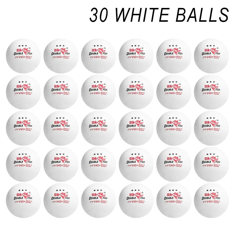 Pelotas de Tenis de Mesa Double Fish V40+ Aprobadas por la ITTF, 3 Estrellas, ABS Premium con Costura, Pelotas de Ping Pong para Competición, Paquetes de 30/50/100
