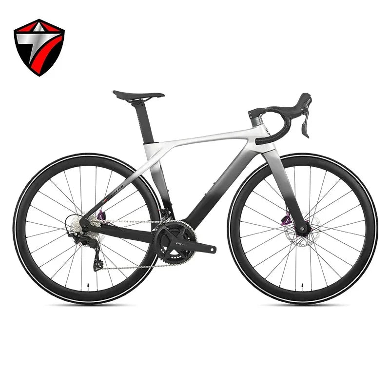 Bicicleta de carretera TWITTER T10pro 105 R7120-24S de fibra de carbono T800, freno de disco hidráulico R7070, juego de bielas huecas de aleación de aluminio SRAM RIVAL 34-50T