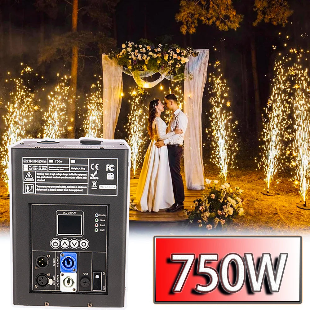 Máquina de chispa fría de 700W, máquina fría para club nocturno de boda, equipo rociador de llama fría, máquina de escenario