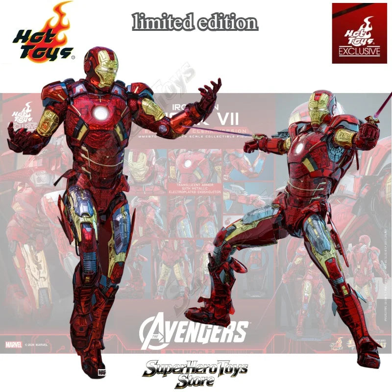 En stock MMS870D82 The Avengers Figura Coleccionable Iron Man Mark VII (Versión Exo-Chrome Transparente) Escala 1/6 Exclusiva de Hot Toys