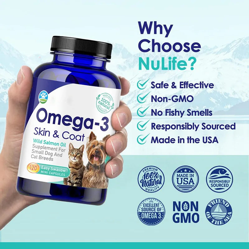 Aceite de Pescado Omega 3 para Perros, Capturado en la Naturaleza en Islandia, Suplemento para la Piel y el Pelo, para la Caída del Pelo, Piel Seca y con Picazón y Alergias