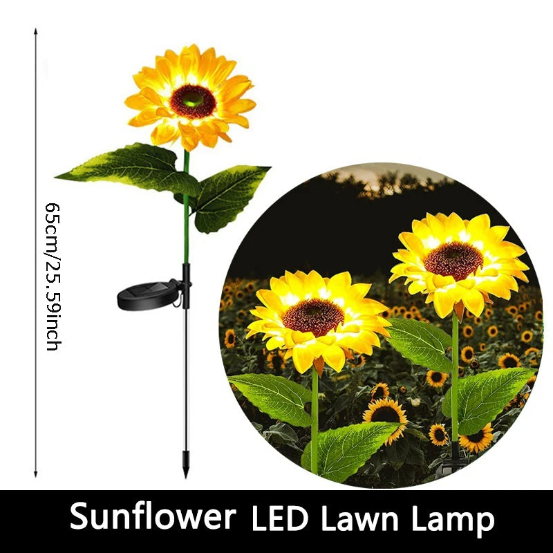 Outdoor Solar Lights LED Sunflower Lawn Lamp Wedding Home Valentine's Day Courtyard Ramadan Decoration 2026 Garden Ground Light