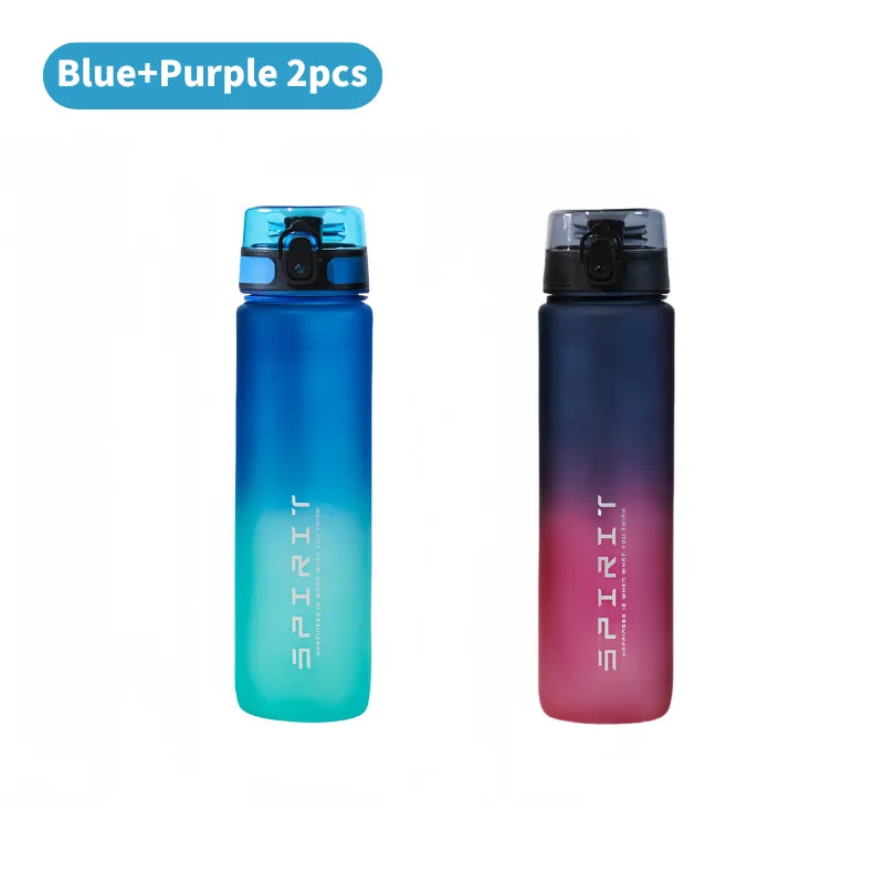 Botella de agua deportiva de gran capacidad de 1 litro, vaso de plástico de Color degradado, artículos para bebidas, viajes en la playa al aire libre, jarras portátiles para gimnasio y Fitness