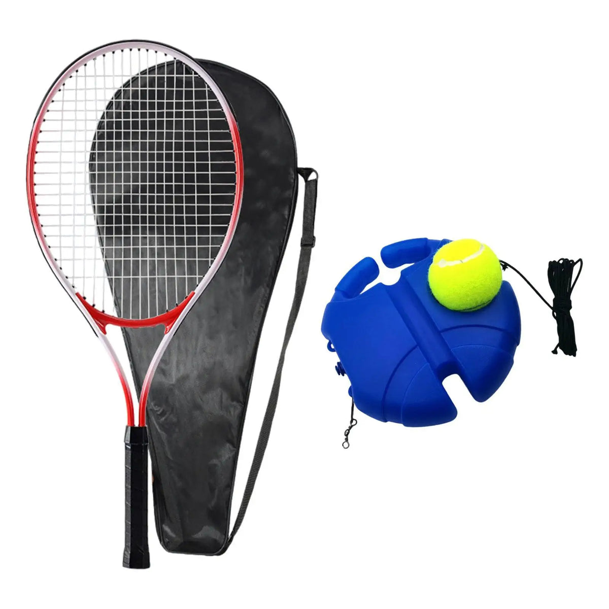 Kit de Raqueta de Tenis y Pelota de Rebote, Herramientas de Práctica Portátiles con Superficie Grande Mejorada para Actividades Familiares de Adultos y Niños