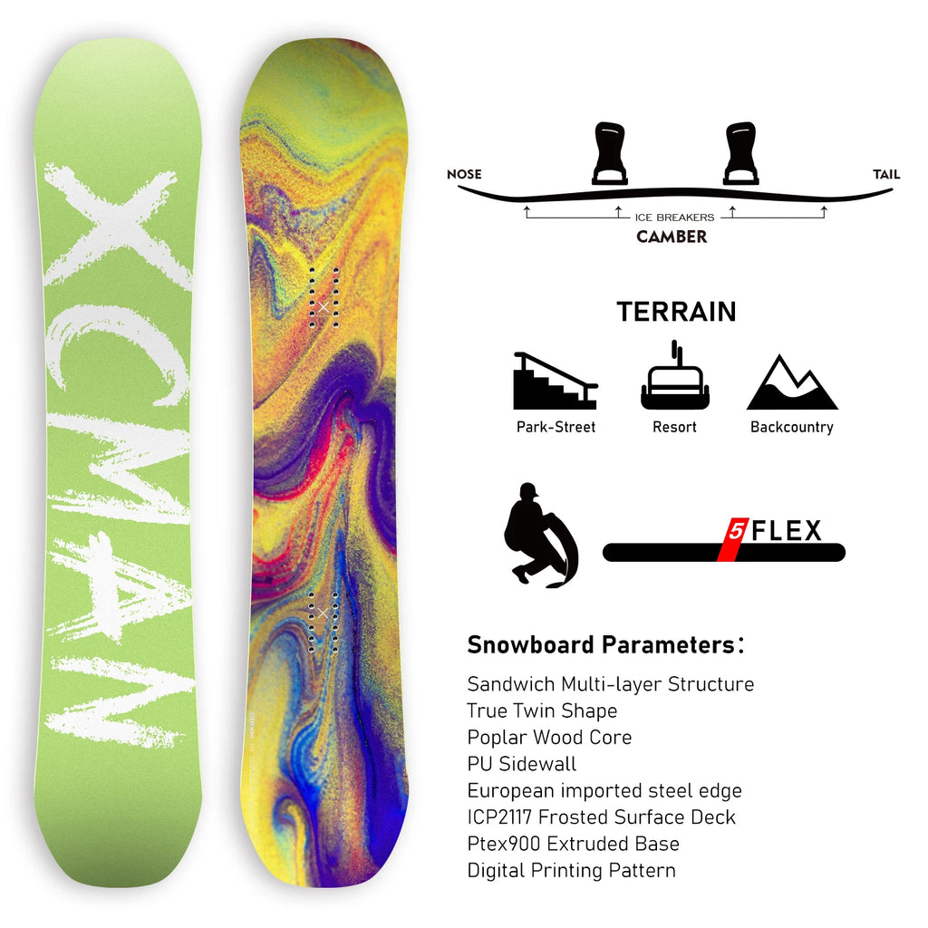 XCMAN Freeride Snowboard principiante toda la montaña, el mejor todo terreno, doble direccional