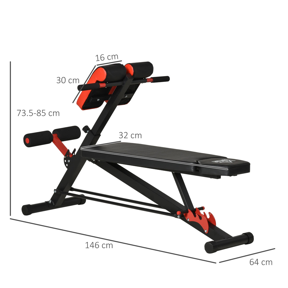 Banco de pesas múltiple Banco de ejercicios ajustable Banco inclinado Entrenador abdominal Negro 64 x 146 x 73,5-85 cm para efectivo en el sitio