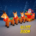 Juguete inflable de Papá Noel de 10,17 pies, trineo, Reno, decoración de patio de Navidad, suministros de Navidad iluminados con LED, adorno para el hogar, regalo festivo
