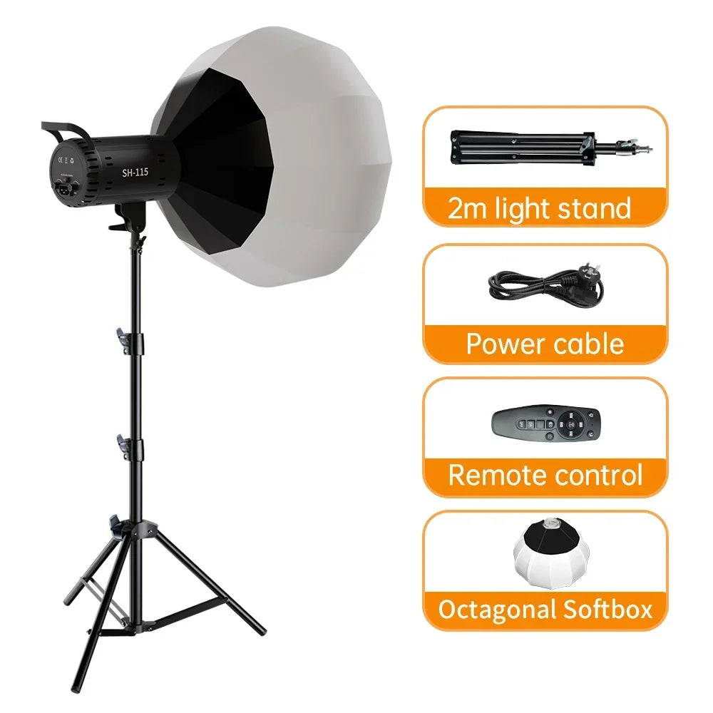 Lámpara LED de estudio para fotografía de 135 W, con sistema Bowens, para iluminación de video, con luz natural equilibrada, flash para retratos, accesorios de estudio, 3000-6000 K, 3 colores.