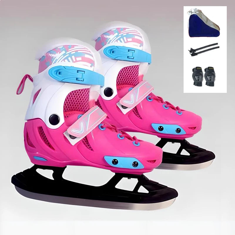Zapatos de patinaje sobre hielo, patines en línea para hombres y mujeres, zapatillas térmicas cálidas y gruesas con figura de hielo con hoja de hielo para niños, adultos y adolescentes