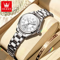 OLEVS Original Elegant Women Quartz Watch Stainless Steel Waterproof Luminous Chronograph Date Ladies' Watch Gifts Box NO.5683