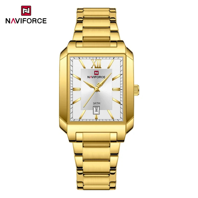 New NAVIFORCE Men's 3ATM Waterproof Anniversary Quartz Watch Fashion Watches Date Display Stainless Steel Strap Male Gift Watch