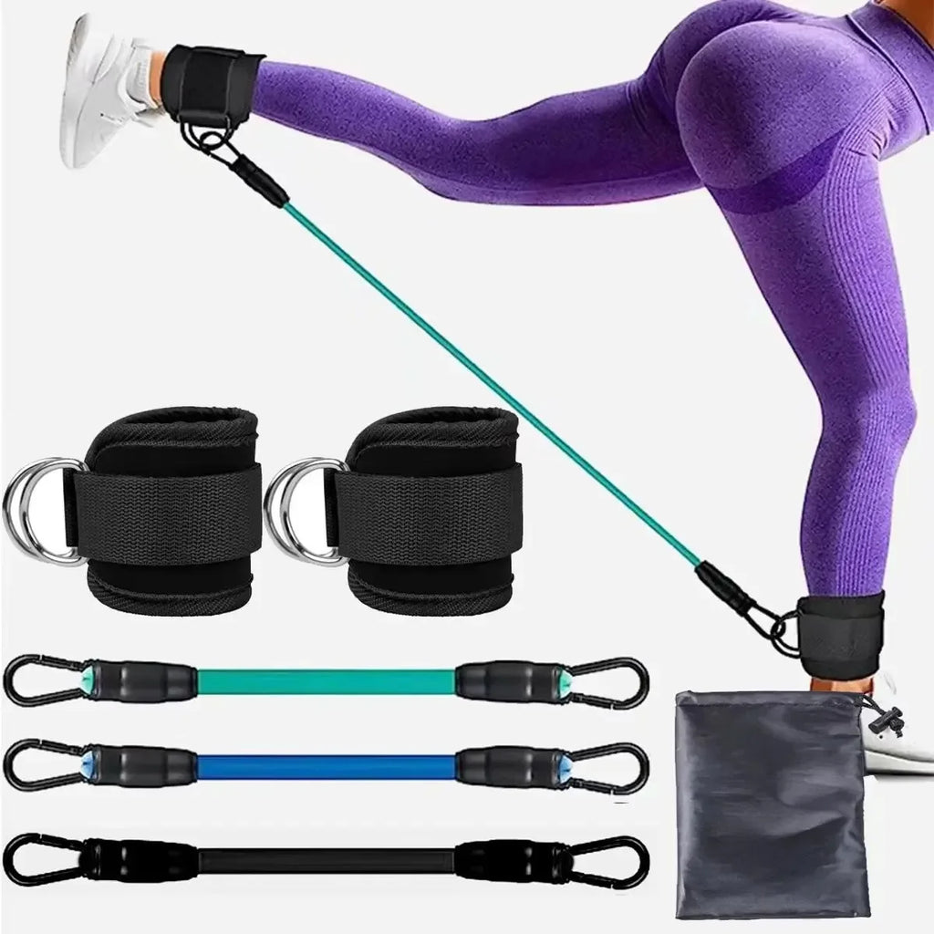 Juego de Bandas de Resistencia con Correas para Tobillos, Equipo de Ejercicio, Pesas para Tobillos, Banda Elástica de Yoga para Gimnasio, para Hombre y Mujer