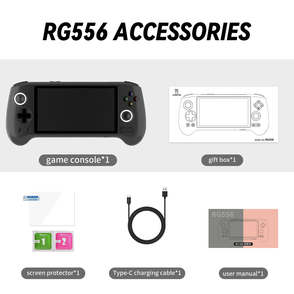 Anbernic RG556 Video Retro Game Console 64bit Android 13 System Unisoc T820 5.48-inch AMOLED Screen Hall Joystick Game Player