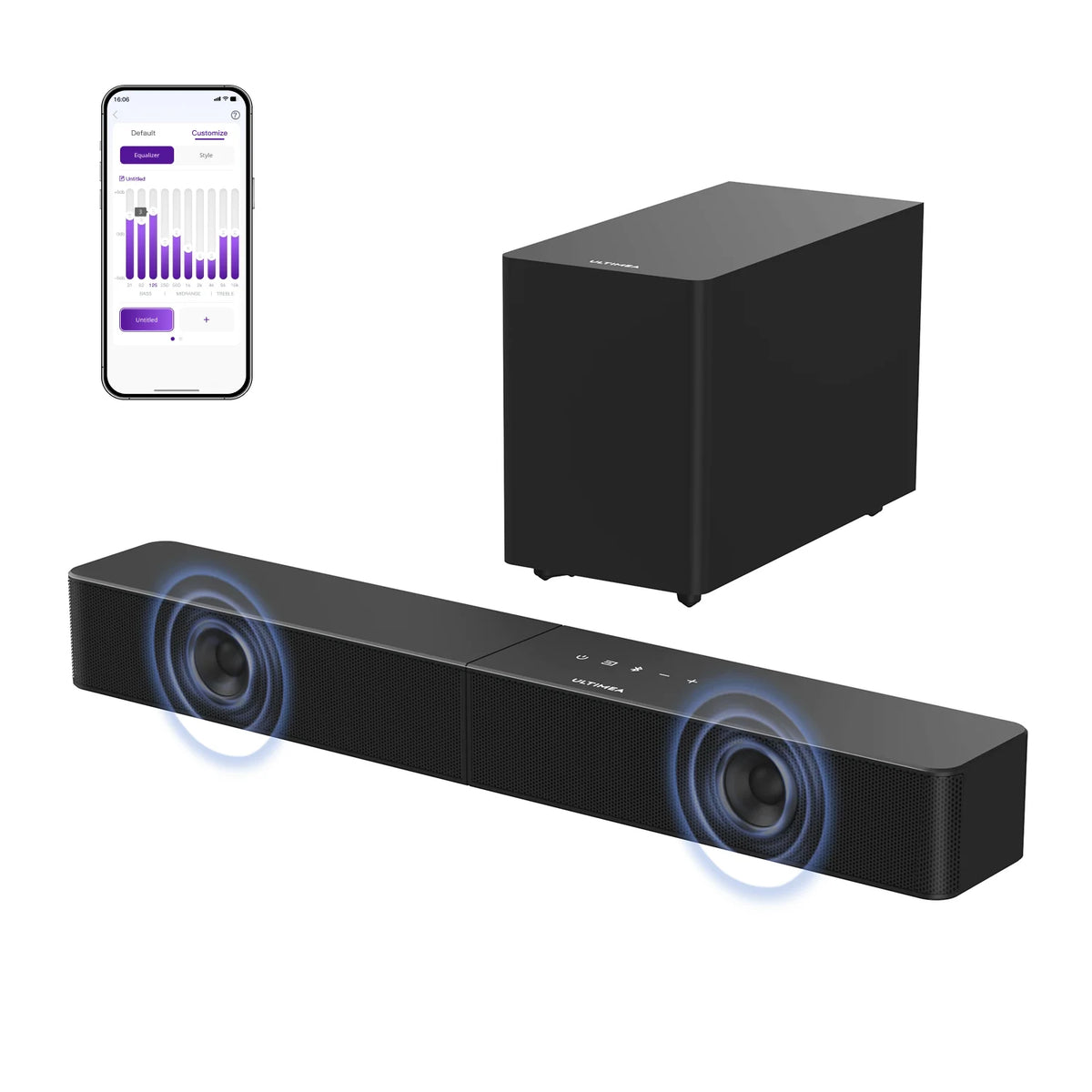 Barra de Sonido ULTIMEA 2.1ch para Smart TV, Subwoofer Inalámbrico de 5.25'', BassMX y VoiceMX, Control por Aplicación, Potencia Máxima de 240W, Modelo 2026