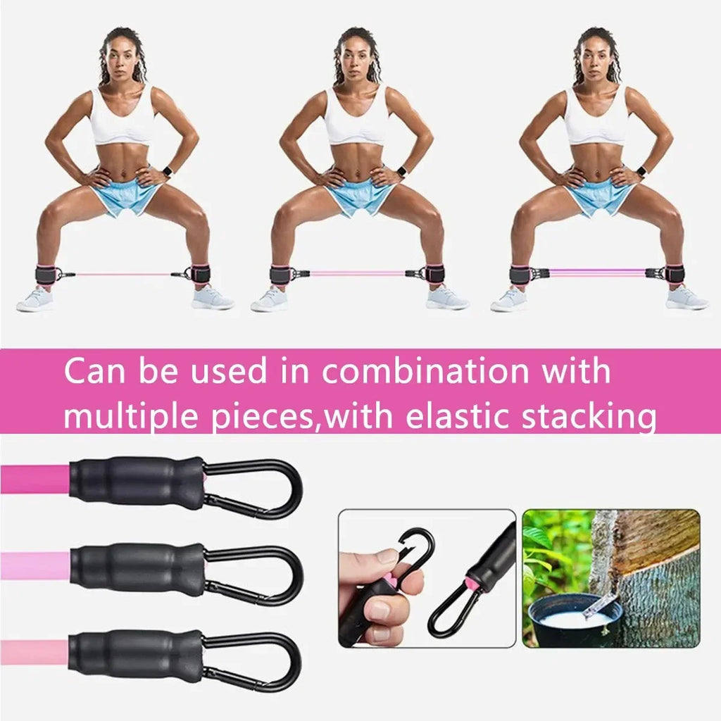 Juego de Bandas de Resistencia con Correas para Tobillos, Equipo de Ejercicio, Pesas para Tobillos, Banda Elástica de Yoga para Gimnasio, para Hombre y Mujer