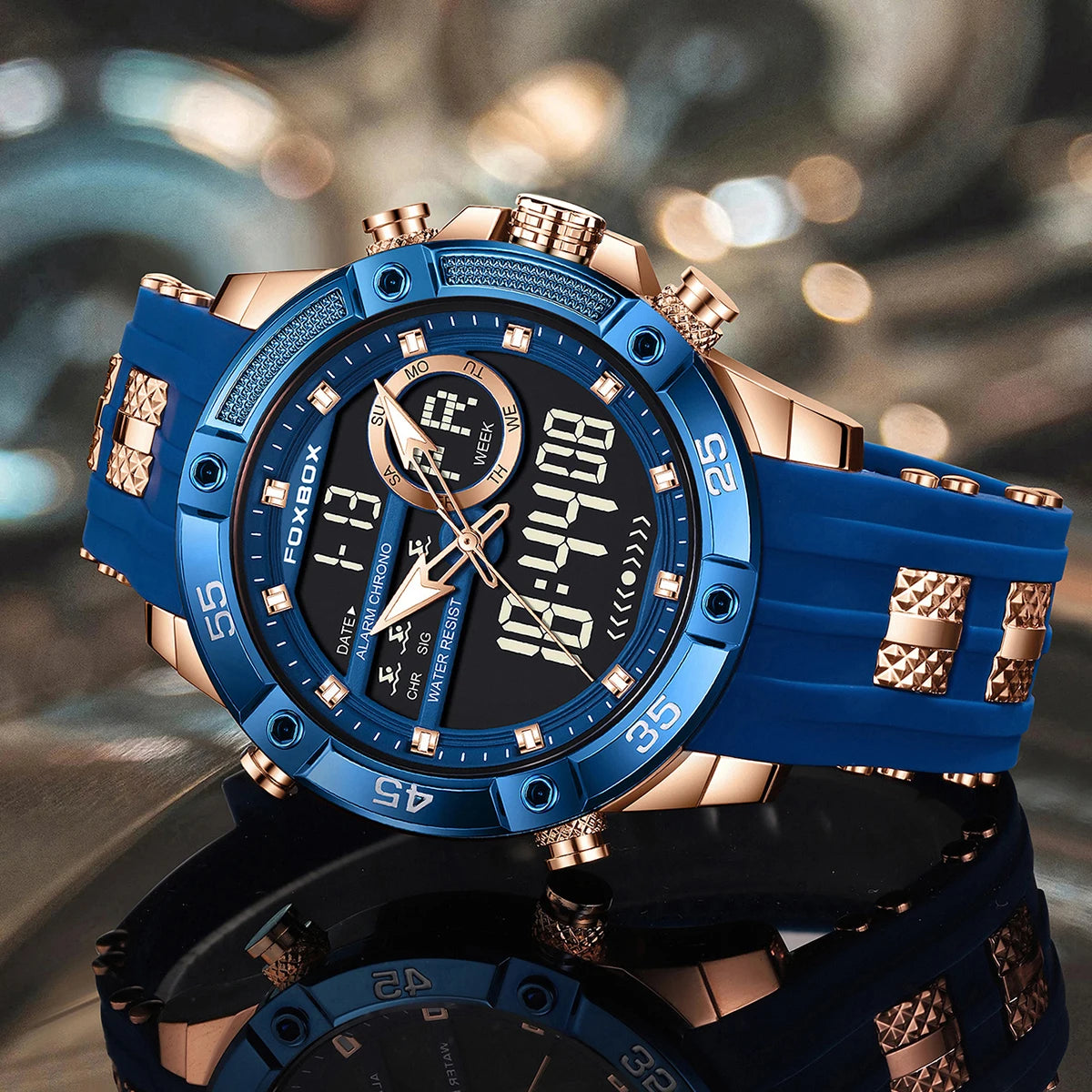 Reloj de lujo para hombre FOXBOX, marca LIGE, relojes digitales de moda, regalos para hombre, relojes de pulsera de cuarzo multifuncionales e impermeables.