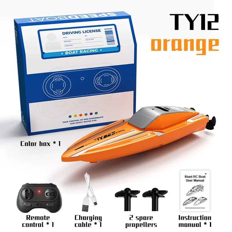2.4G Mini RC Speedboat Multiple Player Game Double Motor High Speed Ship Lake Pool Bathtub Waterproof RC Stunt Boat Toy for Kids
