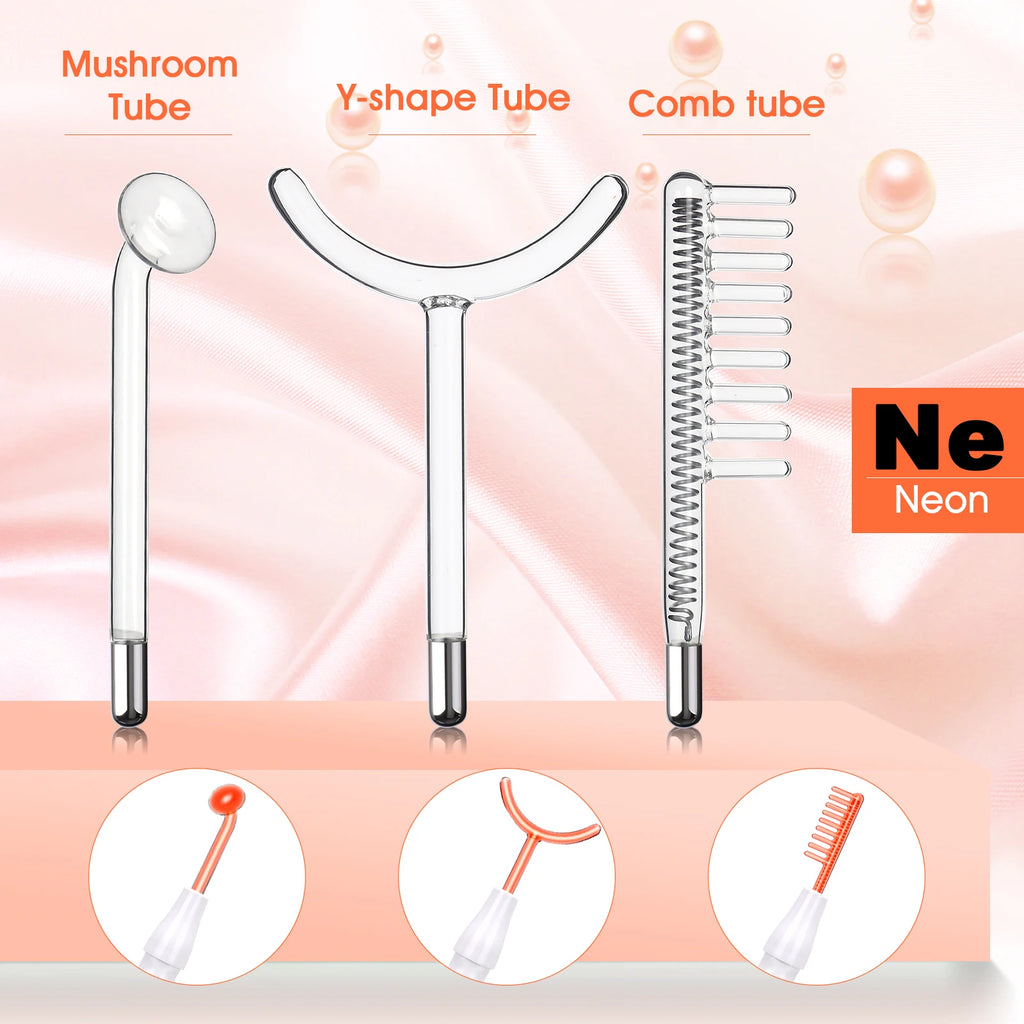 Máquina Facial de alta frecuencia 7 en 1, electroterapia, tubo de vidrio, varita de electrodo, terapia de belleza, eliminador de arrugas y manchas de acné hinchadas