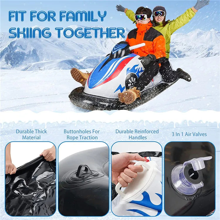 Bote Inflable Grande de 175 cm, Tubo de Nieve de Alta Elasticidad, Trineo Inflable para Esquí en Exteriores