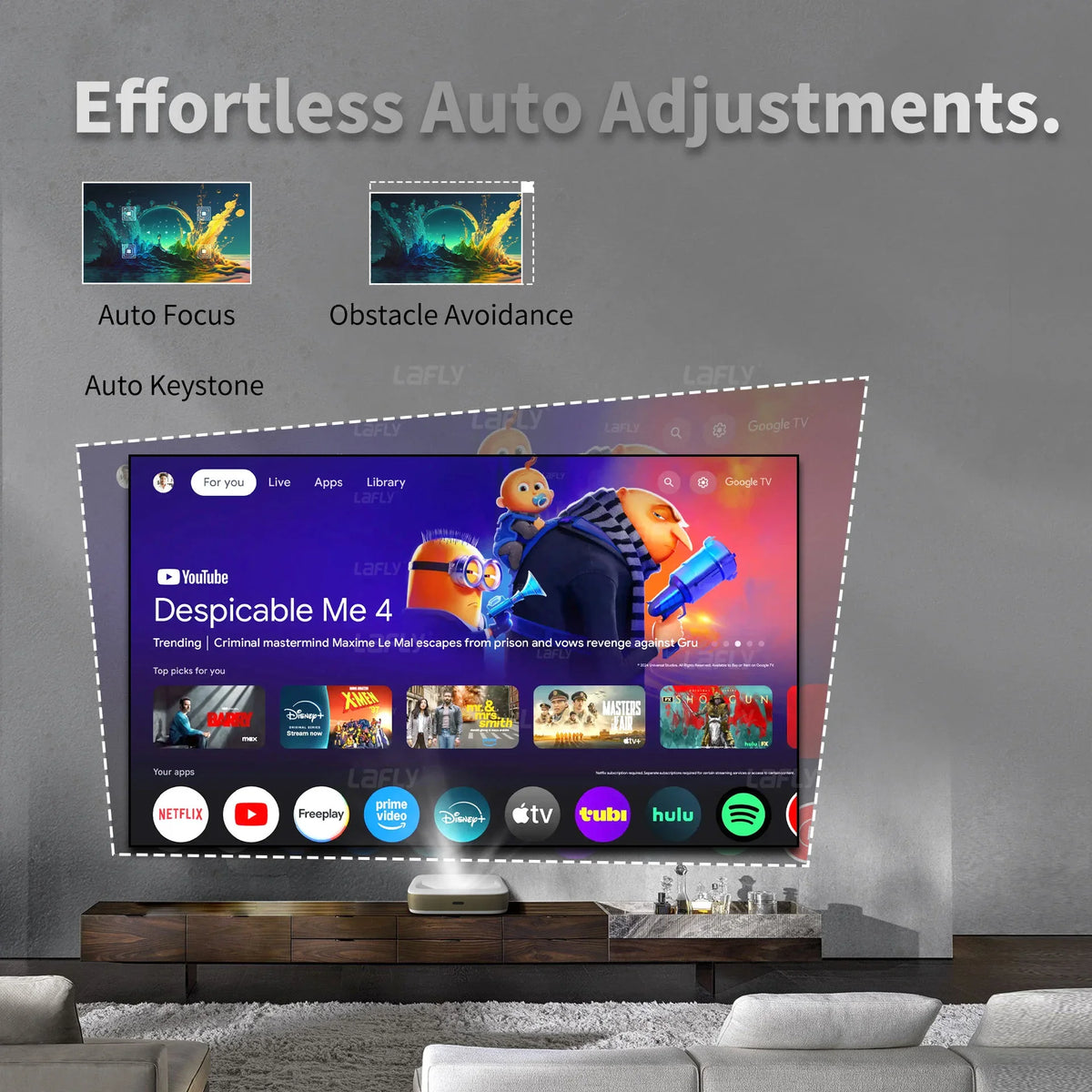 Proyector Láser Triple G3 UST 2026, 4k, Google TV, 650 ANSI Lúmenes, Enfoque Automático, WiFi, Proyectores de Tiro Ultra Corto para Cine en Casa
