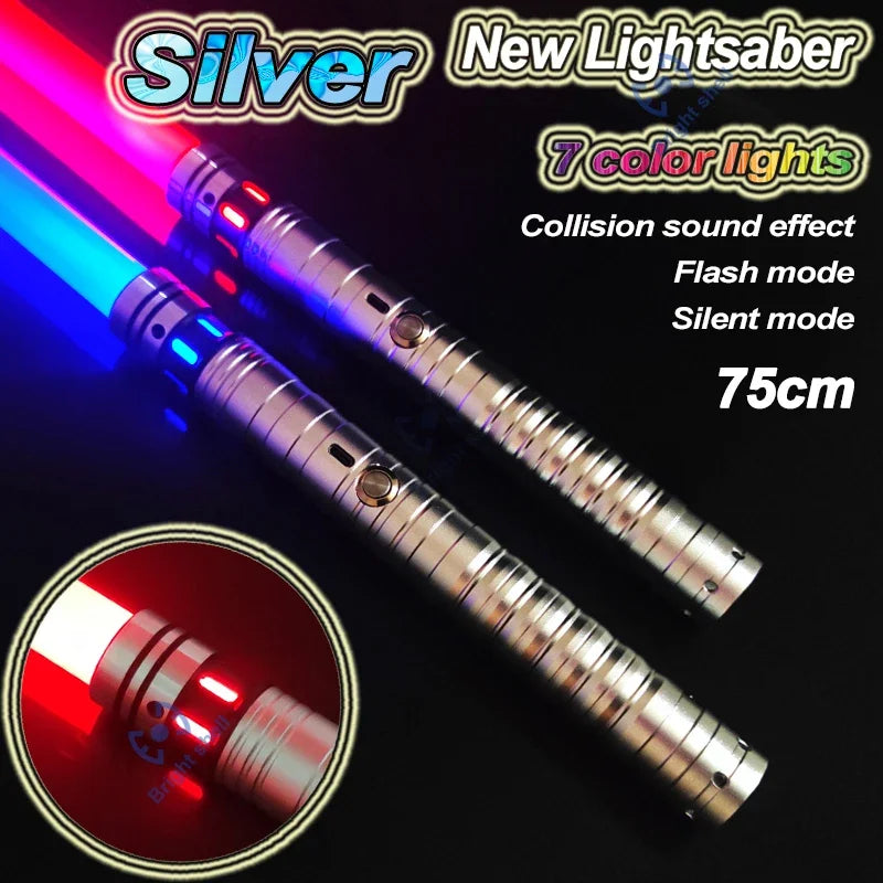 Juguete de sable de luz láser de metal, sable de luz RGB con 15 cambios de color, sonidos, efectos Force FX, FOC, juguete bláster, regalo de espada láser Jedi