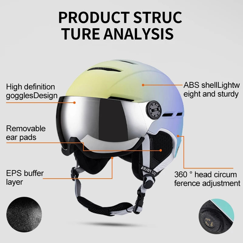 Casco de Esquí Cálido Todo en Uno Seguro y Transpirable Horntour 2027, Cómodo para Deportes al Aire Libre, Nieve, Motocicleta y Esquí para Hombres y Mujeres