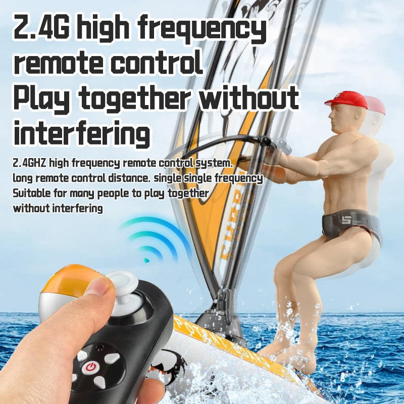 Barco de vela RC, lancha rápida a control remoto 2.4G, modelo de juguete de carreras, kayak oscilante deslumbrante, juguete acuático competitivo para piscina y exteriores para niños