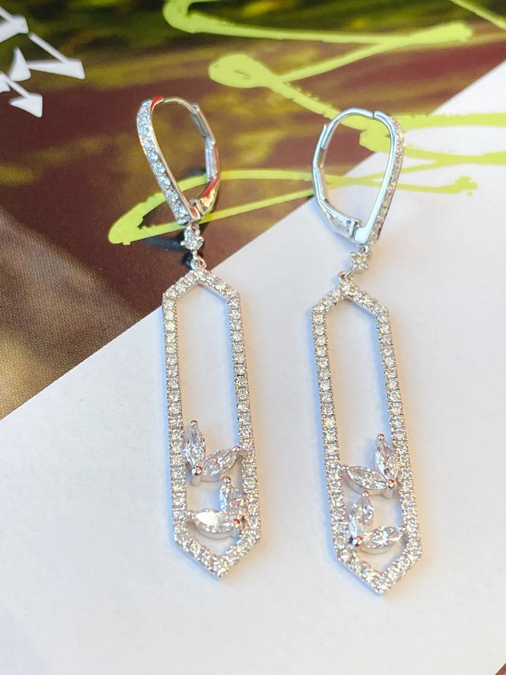 UBESTNICE Real 18K oro blanco sólido AU750 joyería diamantes naturales 1,16 quilates pendientes colgantes de mariposa de amor para mujer regalo de fiesta