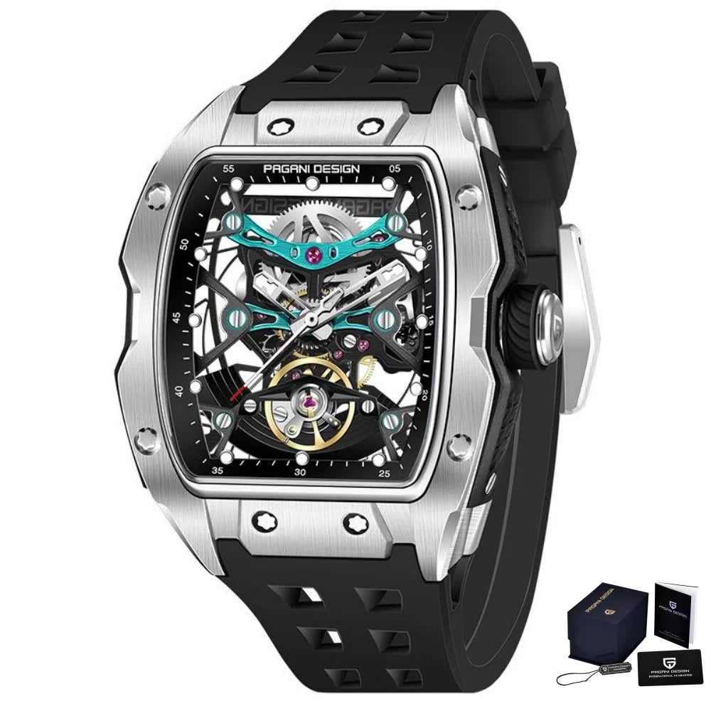 Reloj mecánico para hombre PAGANI DESIGN de 42 mm con esfera esqueletada, reloj automático de lujo con cristal de zafiro y resistente al agua hasta 50 m para hombre