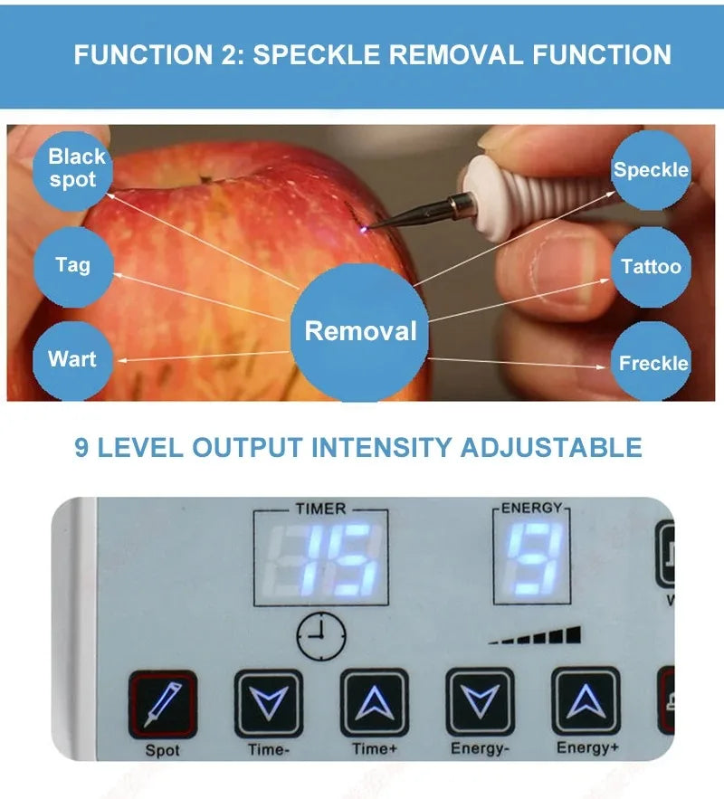Máquina Facial Ultrasónica 3 en 1, Eliminador de Tatuajes, Verrugas, Lunares y Pecas, Pluma de Micro Plasma para Eliminación de Pecas