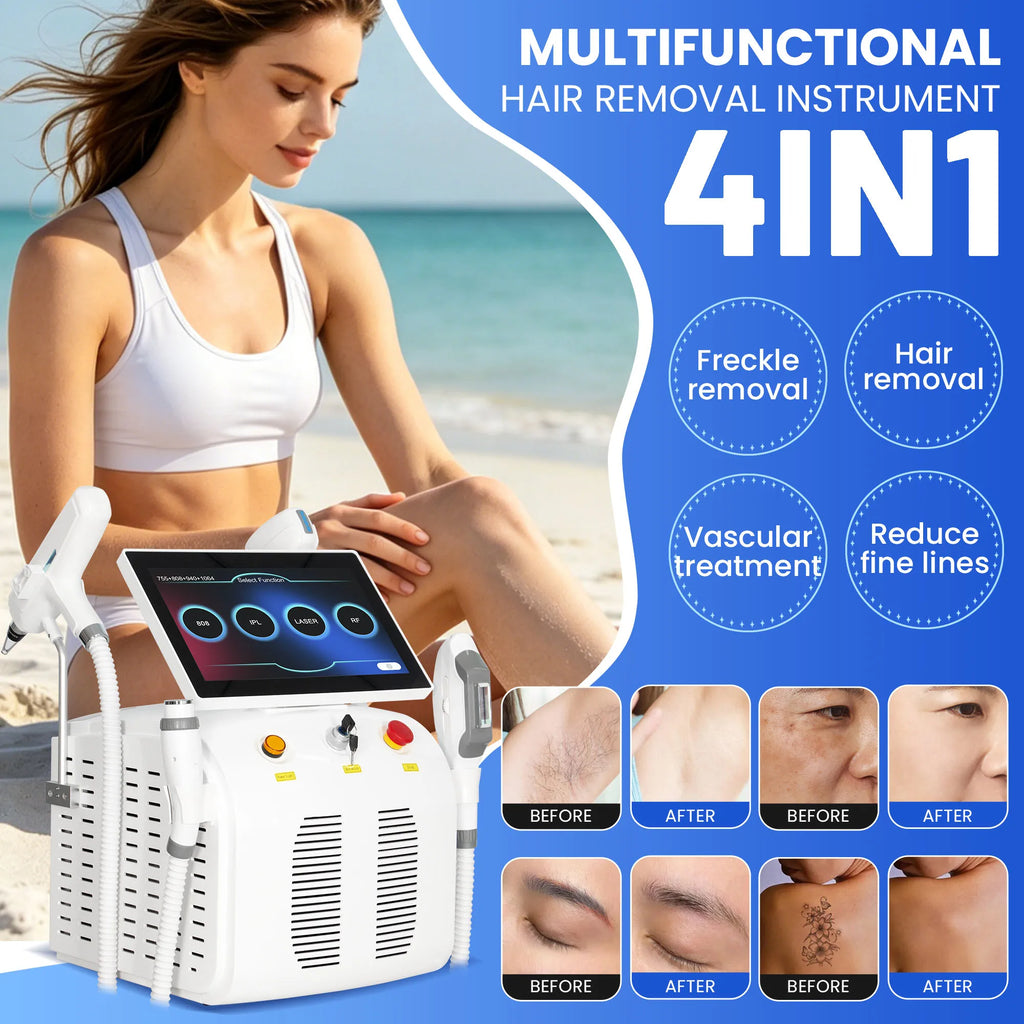 Máquina de Depilación Láser de Diodo 4 en 1, la Más Nueva, Pico 808, Peeling de Carbono, RF, IPL, Nd Yag, Picosegundo, Opt, Eliminación de Tatuajes