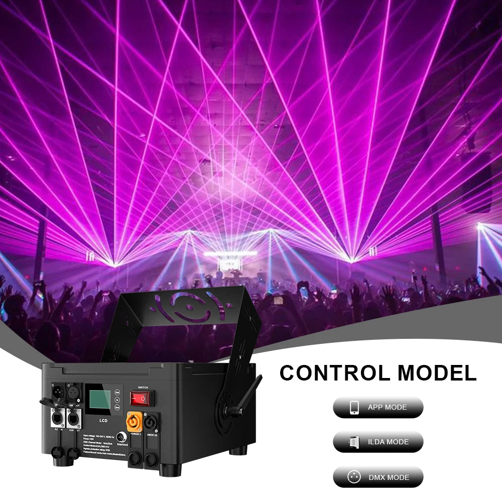 SHEHDS New 25KPPS IP65 Waterproof 12W Laser APP Control RGB Animation Scanner For Outdoor DJ Disco Party Music Festival