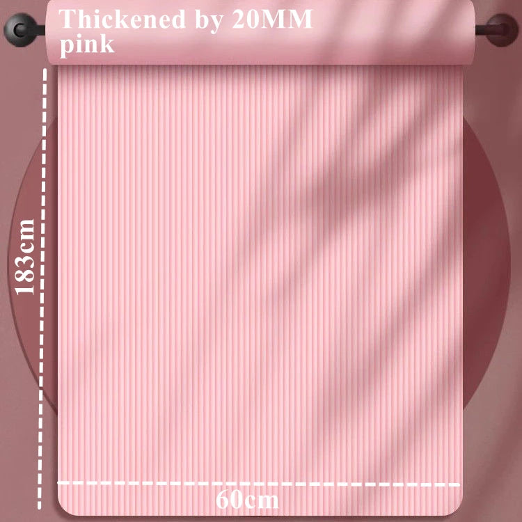 Tapete de Yoga para Ejercicio de 183x60cm, 20mm de Grosor, para Pilates en Interiores, Reducción de Ruido, Resistente a la Humedad, Antideslizante y Duradero
