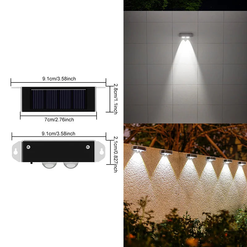 4PCS Outdoor Solar Wall Light Waterproof Warm White LED For Garden Yard Pathway Porch Corridor Home Exterior Lighting