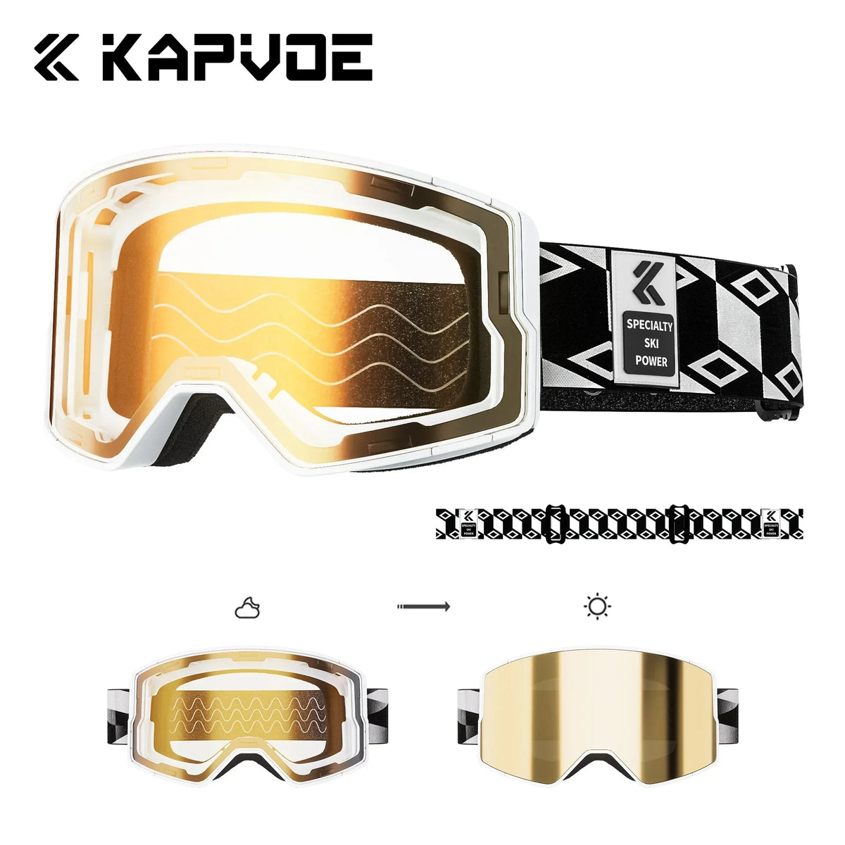 Gafas de Esquí KAPVOE UV400 Antivaho de Doble Capa, Antirreflejos, Resistentes al Viento, para Invierno, Esquí, Snowboard, Deportes de Nieve, Protección para Esquí al Aire Libre