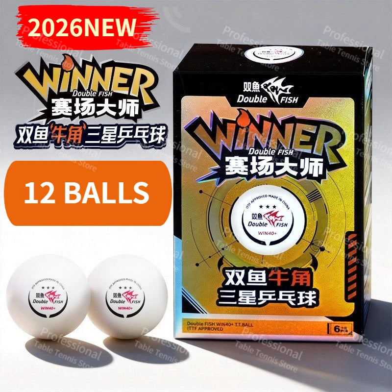 Pelotas de Ping Pong Double Fish Winner 2026, 3 Estrellas, Profesionales, con Costura, Material ABS Nuevo para Partidos