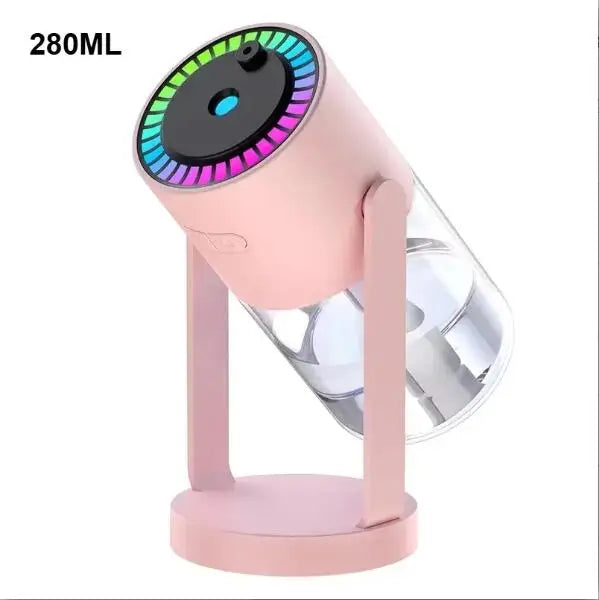 Humidificador de proyección de cielo estrellado creativo, Mini humidificador de aire giratorio para coche con luz LED, difusor de Aroma eléctrico USB para dormitorio