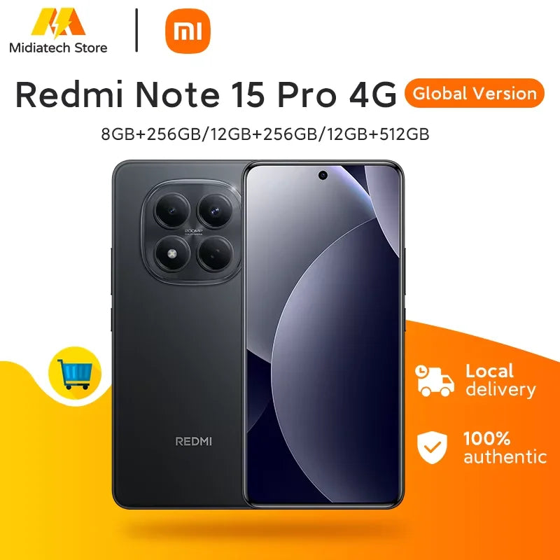 Global Version Redmi Note 15 Pro 4G Smartphone 200MP OIS Main Camera 6500mAh 45W Battery 6.77" 120Hz Display Xiaomi Cellphone